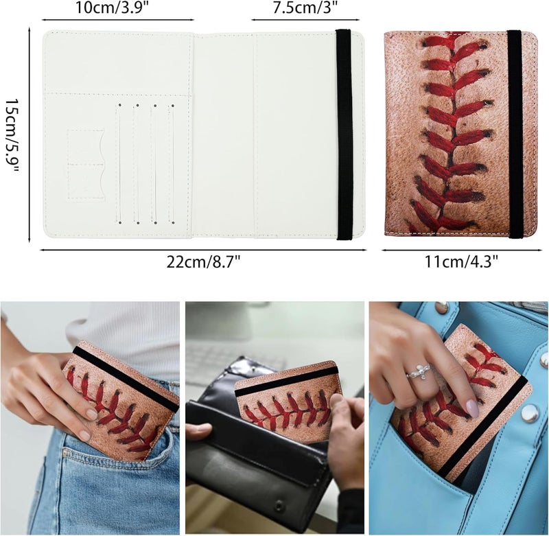bassyil Passport Holder for Women and Men PU Leather Passport Cover for Travel (Baseball) - Image 4